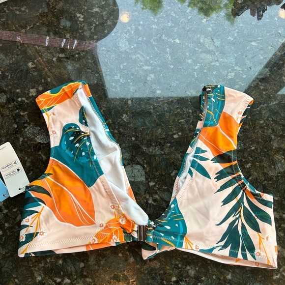 NWT CupShe tie front floral tropical bikini top. Lined but not padded. XXL. - Picture 6 of 12